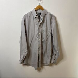 Jos A Banks Mens Long Sleeve Button Up Grey Stripe Dress Shirt SZ 16.5-35